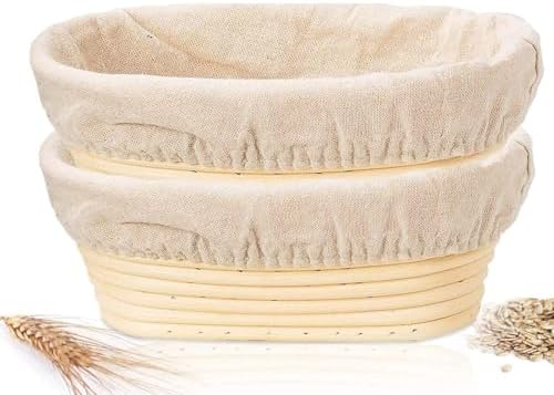 Banneton Bread Proofing Basket, 2 Pack 10 Inch Oval Sourdough Proofing Basket, Sourdough Bread Baking Supplies for Making Baking Fermentation Food Storage Tools