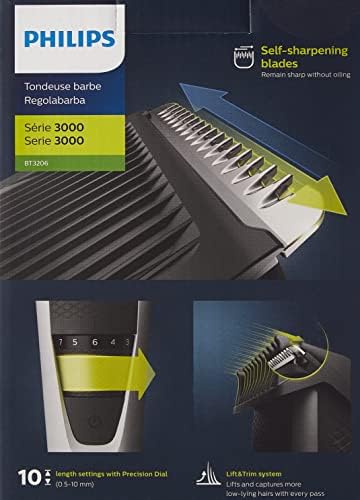 "Philips Beardtrimmer 3000 Series, Beard Trimmer with Lift & Trim Technology (Model BT3206/14)"