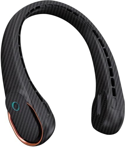 FrSara Neck Fan, Portable Personal Fan Strong Wind, 5200mAh, Air Volume,360° Cooling, No Hair Twisting, Air Volume On 2 Sides, Non-Slip, Quick Charge, Long Use Time, Gift for Women, Men, Birthday