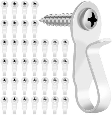 36 Pack Light Hanger Hooks, White Stainless Steel Screw in Hook for Hanging Outdoor Lights, Rope Light Clips for Christmas and Holiday Decor, Wire and Fairy Led Lights