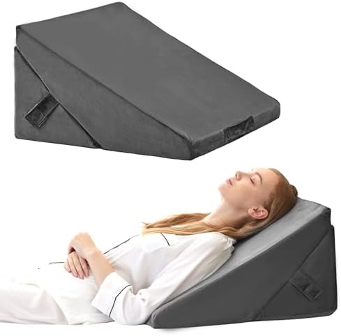 Wedge Pillow for Sleeping, Adjustable 9&12 Inch Foldable Bed Wedge Pillow Set, Orthopedic Memory Foam Triangle Pillows Wedge, 7-in-1 Elevated Pillows for Leg and Back Support, Velvet