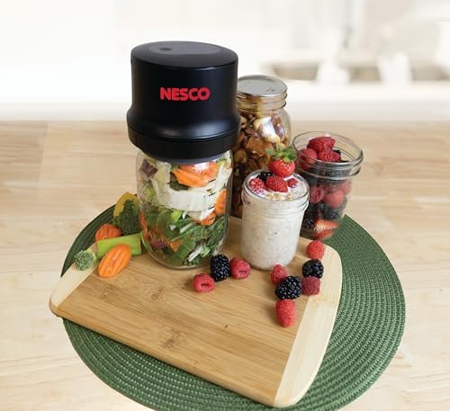 Nesco 2-in-1 Electric Mason Jar Vacuum Sealer Kit with Assorted Lids, Type-C Charging Cable, and Bottle Opener