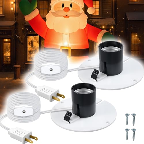 TTQ 2 Set Blow Mold Light Kit Replacement for E27 E26,Single Bulb Light Cord with On/Off Switch & Fuse Plug for Indoor Outdoor Halloween Blow Mold Christmas Village House Decor