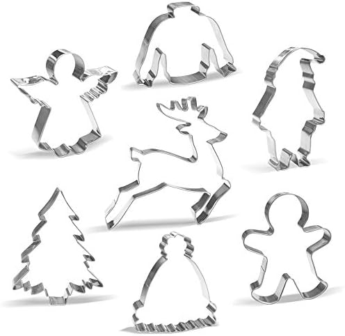 Large Christmas Cookie Cutter Set - 7 Piece - Stainless Steel