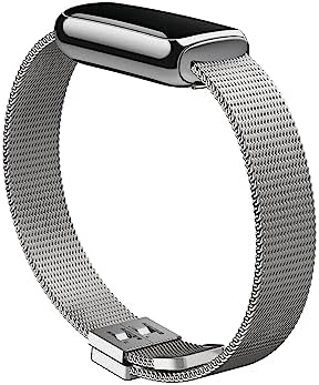 Fitbit Luxe Platinum Stainless Steel Mesh Accessory Band, Official Product, One Size