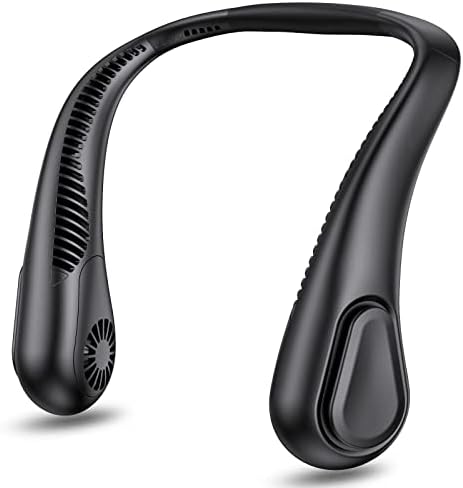 AMACOOL Bladeless Neck Fan Portable Personal Fan 5000mAh Rechargeable Battery Operated Wearable Fan for Women Men Outdoor Sport Travel Patio Garden Work Home Kitchen(Black)