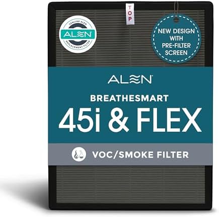 Alen 45i & Flex Replacement Air Filter, VOC & Smoke, B4- VOC/Smoke H13 True HEPA + Carbon Filter for BreatheSmart 45i & Flex Air Purifier- Captures Dust + VOCs & Wildfire & Cigarette Smoke