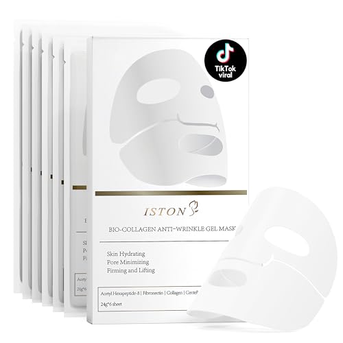 ISTON 6 Pack Bio-Collagen Real Deep Anti Wrinkle Lifting Mask,Overynight Hydrating Face Mask for All Skin Types -Pore Minimizing,Elasticity Enhancing,Firming,Moisturizing