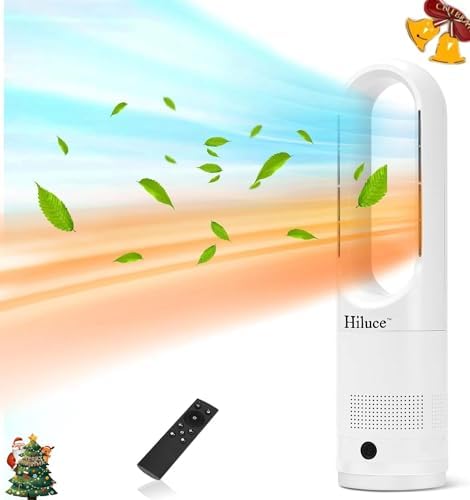 All Season Bladeless Fan, 1400W Space Heater & 40W Tower Fan Combo with Remote,25dB Quiet Heater Fan Combo for Indoor Use,Tip Over and Overheat Protection 80°Oscillation,8Levels, 9H Timer,22"