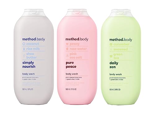 Method Body Wash Sampler Variety (Pure Peace, Sea & Surf, & Simply Nourish) (Simply Nourish + Pure Peace + Daily Zen)
