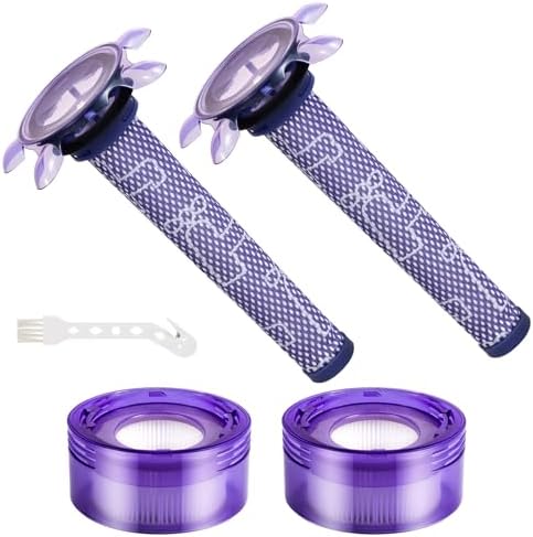 4 Pack V8 Vacuum Filter Replacement Kit Compatible with Dyson V8 New Version SV25/Dyson V7 New Model SV37, 2 Pre-Filters and 2 Post-Filters Compare to Part # 965661-05
