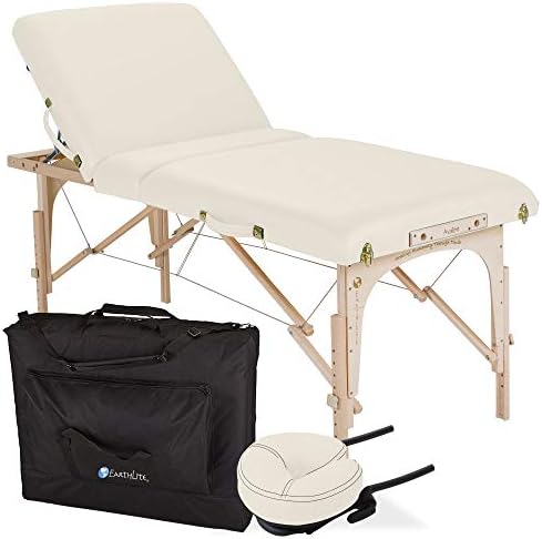 EARTHLITE Portable Massage Table Package AVALON – Reiki Endplate, Premium Flex-Rest Face Cradle & Strata Cushion, Carry Case (30”x73”)