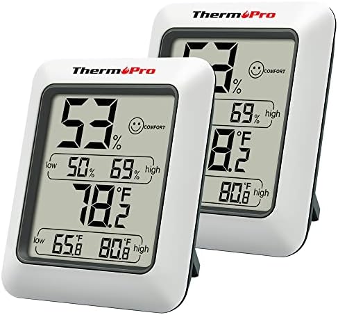 ThermoPro TP50 2 Pieces Digital Hygrometer Indoor Thermometer Room Thermometer and Humidity Gauge with Temperature Humidity Monitor
