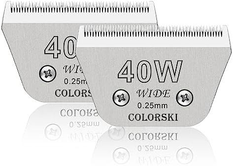 2 Pack Detachable Pet Dog Grooming Blades-Size 40W Dog Grooming Wide Blade,Cutting Length 1/100",Compatible with Andi-s,Oster A5,Wahl km10 Clippers