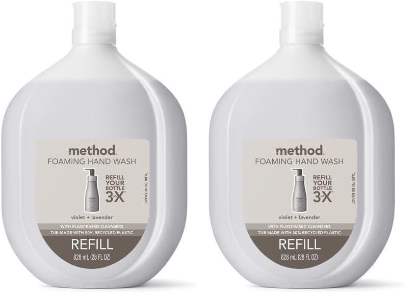 Method Foaming Hand Soap Refill, Violet + Lavender, Biodegradable Formula, 28 Fl Oz (Pack of 2)
