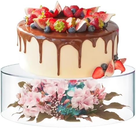 Clear Acrylic Cake Stand, 12 Inch Round Cupcake Display Holder, Dessert Display Stand with Hollow Bottom, Cake Riser for Wedding Birthday Party Christmas