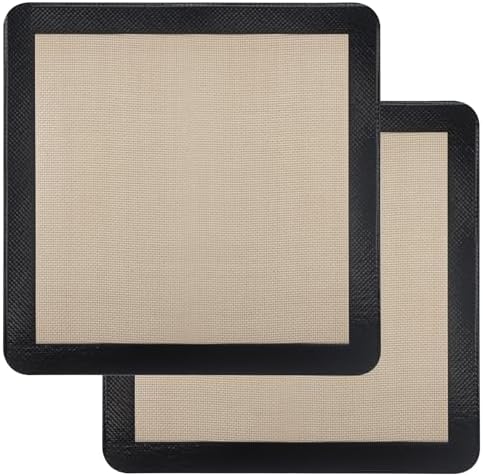 2Pcs Silicone Baking Mats for 12 Inch Cake Pan/12x12 Cheesecake Pan/Toaster Oven Air Fryer Liner, 11.75"Square Food Grade Silicone Mats for Baking, Non Slip Silicone Baking Sheet, Non Stick Reusable