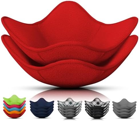 2 Pcs Red Microwave Bowl Holder (7.5"×7.5") – Microwave Bowl Cozy with Durable Heat-Resistant Fabric for Hot Dishes – Safe, Comfortable Handling of Hot Bowls, Cups, Saucers & Soup Containers Daily