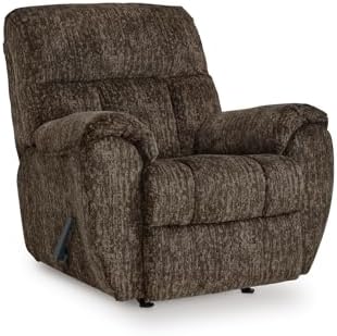 Signature Design by Ashley Rampant Casual Manual Rocker Recliner with Pillow-Top Arms, Dark Brown