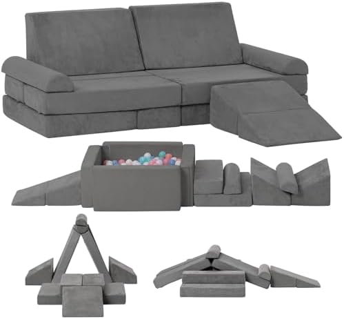 Kids Couch Toddler Sofa, Modular Kids Play Couch, Convertible Foam Climbing Sofa for Toddlers, Foam Climbing Blocks for Boys and Girls