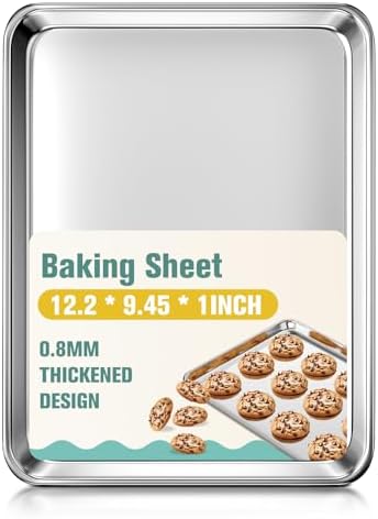 Commercial Quality Stainless Steel Baking Sheet, Bakeware Nonstick Quarter Sheet Pan, Warp Resistant Cookie Sheets for Baking, Baking Sheet Pan Oven Tray, Heavy Duty & Dishwasher Safe (9" x 13" x 1")