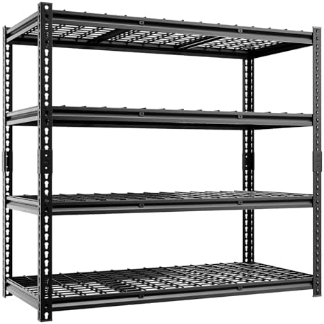 4-Tier 60" W X 24" D X 60" H Garage Shelves 2500LBS Heavy Duty Shelving Adjustable Basement Storage Garage Shelf Metal Storage Rack Units Industrial Shelving