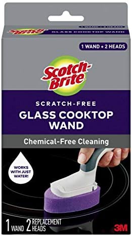 Scotch-Brite Glass Cooktop Wand with Refill Pads, Cleans With Just Water, Tackle Burnt-On Messes, 1 Wand and 2 Replacement Heads