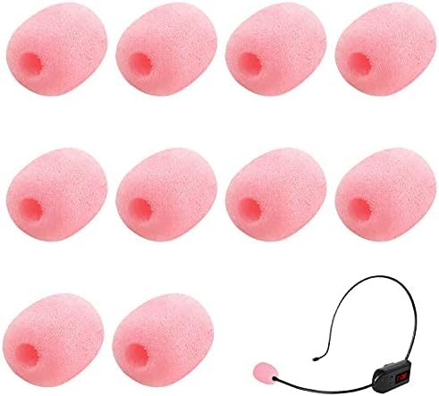 10 Pack Lapel Headset Microphone Windscreen,Christmas Stocking Stuffers Microphone Sponge Foam Cover Mini Size Lavalier Microphone Windscreen for Variety of Headset Microphone, Pink