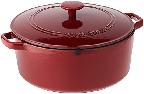 Cuisinart Chef's Classic Enameled Cast Iron Round Covered Casserole (Cardinal Red, 7- Quart)