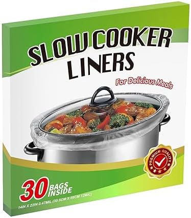 30×Slow Cooker Liners and Cooking Bags, Extra Large Cooking Liner Disposable Pot Bags, Fit 6QT to 10QT for Slow Cooker, Oval & Round Pot 14"x 22" /Bag