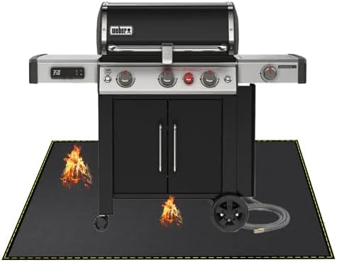 Under Grill Mat for Outdoor Grill Deck Patio Protector,48''x30'' Large Silicone Fireproof Waterproof Oil-proof Fire Pit Mat BBQ Floor Matt Pad