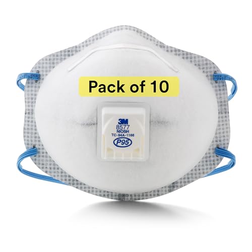 3M Particulate Respirator 8577, P95, NIOSH APPROVED, with Nuisance Level Organic Vapor Relief (Pack of 10)