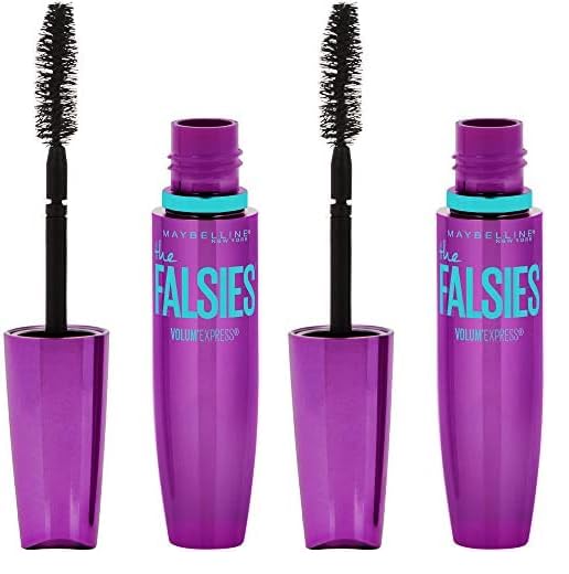 Maybelline Volum' Express Falsies Volumizing, Washable Mascara, Blackest Black, 1 Count (Pack of 2)