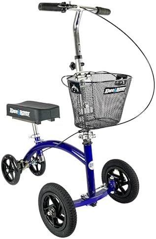 KneeRover Hybrid All Terrain Knee Scooter for Adults for Foot Surgery Heavy Duty Knee Walker for Broken Ankle Foot Injuries - Leg Recovery Scooter Best Knee Crutch Alternative (Blue)