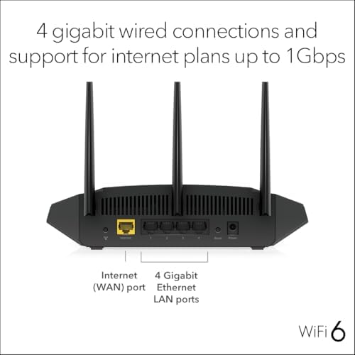 NETGEAR RAX36-100PAR AX3000 Nighthawk 4-Stream AX4 Up to 3 Gbps Wireless Speed WiFi 6 Router - Certified Refurbished