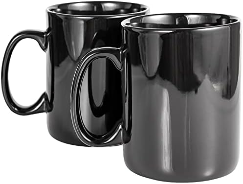 30oz Super Large Ceramic Coffee Mugs Large Handles Set of 2 (black)