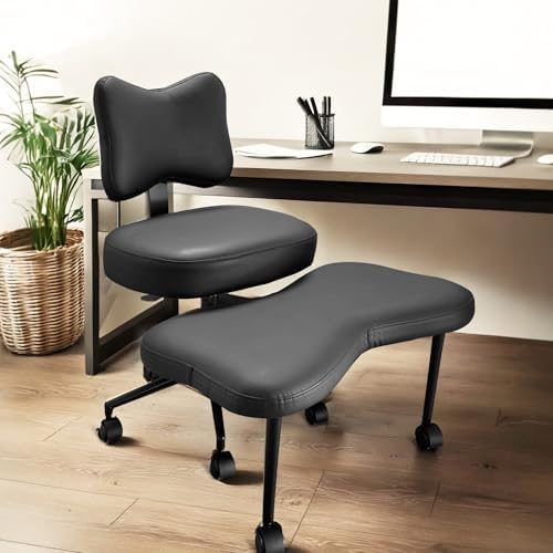 Meditation Chair ADHD Office Chair for Adults Ergonomic Cross Legged Fidget Desk Chair for Sitting and Yoga with Back Support Height Adjustable seat and Leg Rest Black Colour