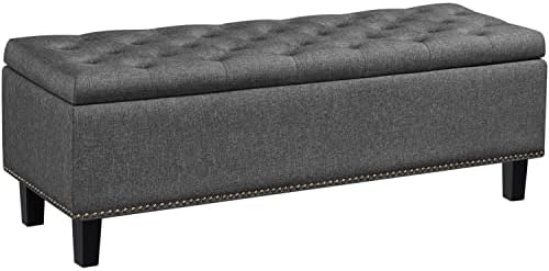 Yaheetech 49-inch Entryway Ottoman Bench with Storage, Multipurpose Foot Rest Sofa Stool in Dark Gray