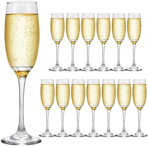 6oz Champagne Flute,Clear Champagne Glasses Set of 14,Elegant Stemmed Champagne Glasses Sparkling Wine Glasses for Birthday,Parties,Wedding