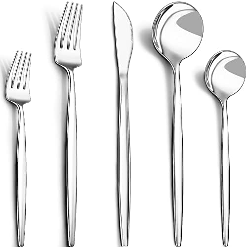 40-Piece Silverware Set for 8, CEKEE Stainless Steel Flatware Cutlery Set Included Knife Spoon and Fork, Kitchen Utensils Set for Home Hotel Wedding Restaurant - Mirror Polished & Dishwasher Safe