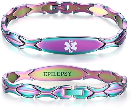 LinnaLove 7 1/2 inch Medical Alert Bracelets for women Stainless Steel Fashion Medical Bracelets Personalized Engraving