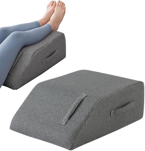Leg Pillow Elevation Blood Circulation, Leg Wedge for Elevation for Swelling, Leg Elevating Pillow for After Surgery, Memory Foam Foot Knee Pillow for Back Sleeping 24×22×8 Inch Dark Grey
