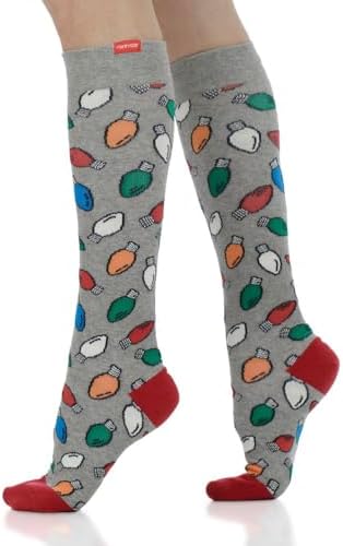 VIM & VIGR Cotton 20-30 mmHg Graduated Compression Socks (Heathered Grey & Multi Vintage Lights, Large/X-Large Wide Calf (6))
