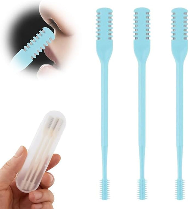 Moonboat 2-in-1 Nasal Hair Cutter, 2024 New Double Sided Nose Hair Knife, Nostril Hair Remover Tool, Portable Manual 360° Rotating Nose Hair Trimmer with Ear Picker for Women Men(Blue,3pcs)