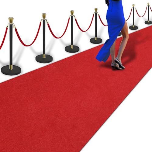 PBHEPJ 4ft x 30ft Extra Thick Red Carpet Runner for Party, Non-Slip TPR Rubber Backed red Rug, Wedding and Events Decorations, Reusable