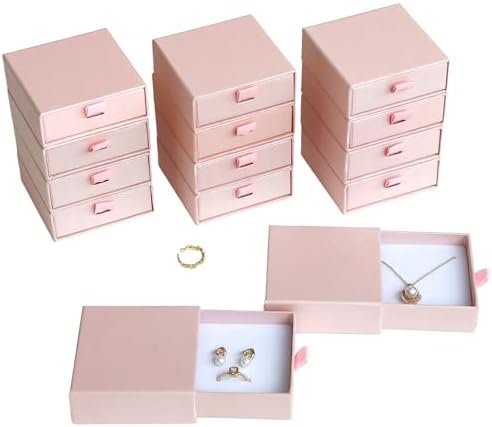 40Pcs Pearlescent Pink Small Jewelry Boxes 3.54×3.54×1.26in Cardboard Jewelry Gift Boxes Jewelry Packaging for Small Business for Necklace Ring Bracelet Earring Display Box