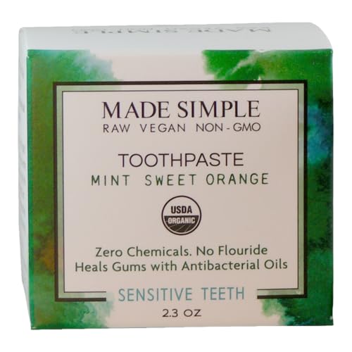 Mint Sweet Orange Toothpaste for Sensitive Teeth - Certified Organic, Fluoride-Free, Vegan, & Cruelty-Free