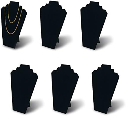 6pcs/ Pack 12.5inches Black Velvet Necklace Easel Jewelry Organizer Displays Stand with Reinforced Bracket