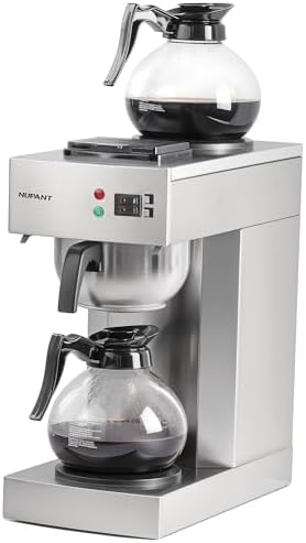 12-Cup Coffee Maker 1.8L Commercial Drip Coffee Maker Pour Over Coffee Machines with 2 Glass Carafes and 2 Warmers Plate Stainless Steel Coffee Brewer for Cofe Bar and Restaurant