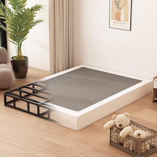 Box Spring for Queen Bed 8 Inch, High Profile Metal Queen Box Spring Bed Base with Fabric Cover, Sturdy Mattress Foundation, Easy Assembly, Noise Free, Black